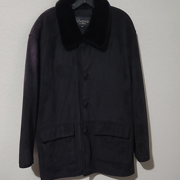 Silvania Fur Fashion Coat Mens Jacket Size 105 fits L to xl SEE MEAURMENTS Black - Picture 1 of 7